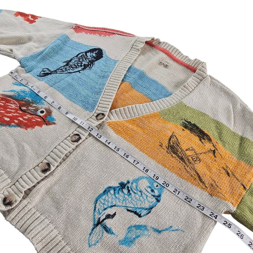 Anthropologie Pilcro Icon Graphic Cardigan Sweater Size Large Coastal Fisherman - Picture 10 of 11